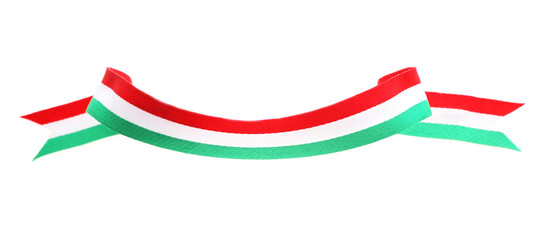 Sticker - Ribbon in colors of Italian flag isolated on white, top view