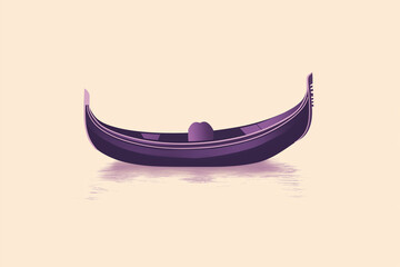 Gondola Icon in 2D: Floating Violet on a Beige Canal - Tranquil Venetian Voyage