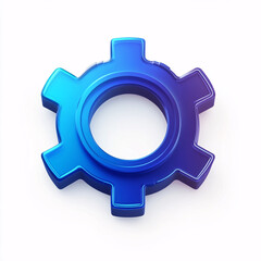 Wall Mural - 3d blue and purple shiny gear icon isolated on white background