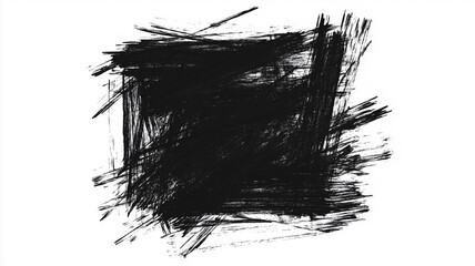 Poster - A black and white image of a messy, splattered background with a black square in the middle