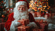 © ismel leal - Santa Claus o Papá Noel llega en Navidad con regalos para los niños, la alegría y la ternura de la Navidad en familia.