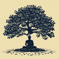 Serene Buddhist Tree in Vector Illustration