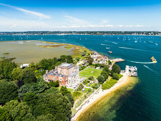 Wall Mural - Brownsea Castle on Brownsea Island from a drone, Poole, Dorset, England