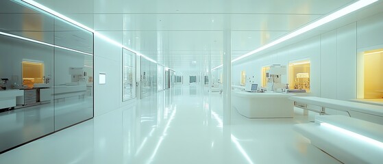 Aufkleber - Hightech cleanroom for semiconductor production, displaying ultramodern machinery, spotless white surfaces, and filtered air circulation systems
