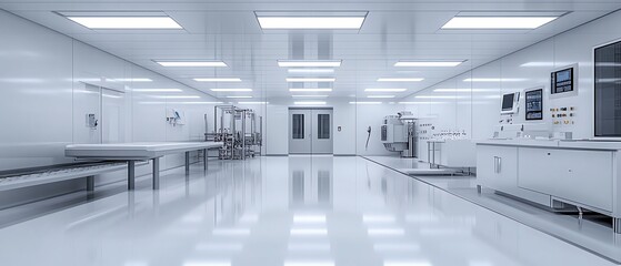 Aufkleber - Hightech cleanroom for semiconductor production, displaying ultramodern machinery, spotless white surfaces, and filtered air circulation systems