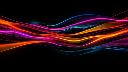 Wall Mural - colorful abstract lines create dynamic waves of light in a dark background, showcasing vibrant hues 