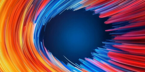 Abstract background with bright colorful lines forming a frame around a dark blue space.