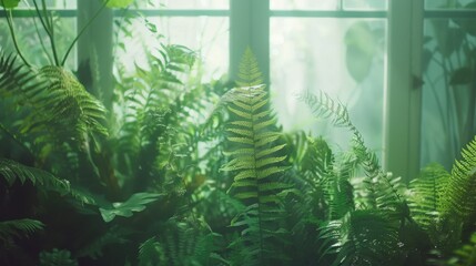 Sticker - Lush Green Ferns in Natural Light