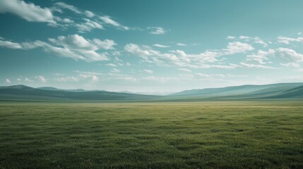 Wall Mural - Serene Green Landscape Under Clear Blue Sky