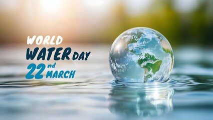 World Water Day - Reflection of Globe in Water Symbolizing Environmental Awareness and Conservation