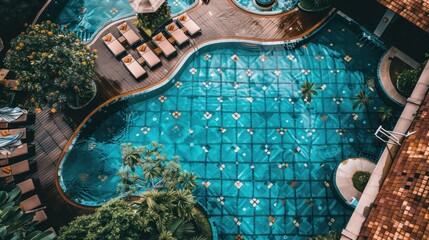 Canvas Print - Serene Aerial View of Tranquil Swimming Pool