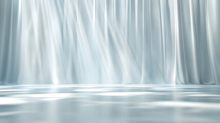 Stage with cascading light effects soft blue and white