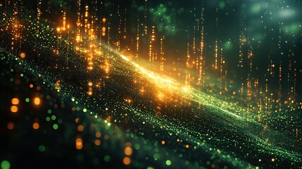 Wall Mural - a 3d-rendered digital image featuring an abstract glowing green technology background.