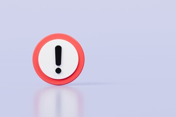 Wall Mural - 3d warning caution icon sign symbol isolated on purple background. error alert safety concept.3d min