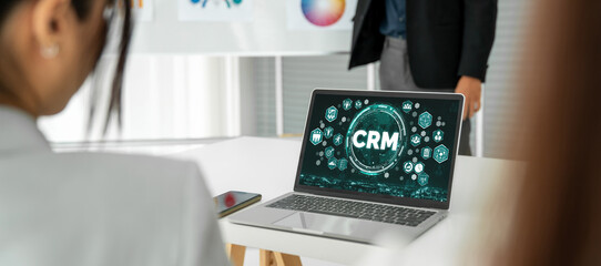 Customer relationship management system on modish computer for CRM business and enterprise