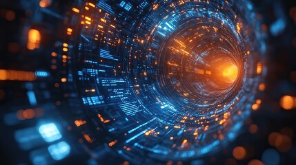 Wall Mural - a futuristic technology background highlighting geometric circle patterns, representing advanced dig