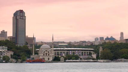 Wall Mural - Istanbul Bosphorus Golden Horn and Historical Peninsula Sea Shot 4K