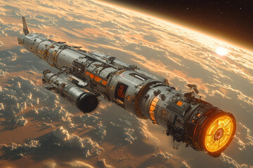 Wall Mural - a crewed mission preparing for deep space exploration beyond mars, illustrating the next frontier of