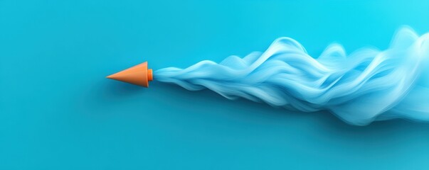 Wall Mural - Creative cone with blue smoke against a vibrant background.