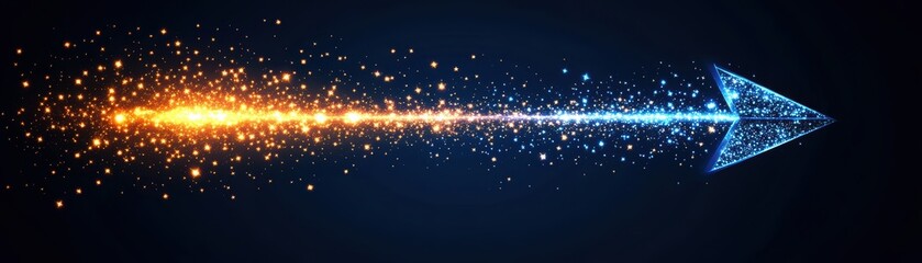 Wall Mural - Abstract sparkling arrow design with gradient colors on a dark background.