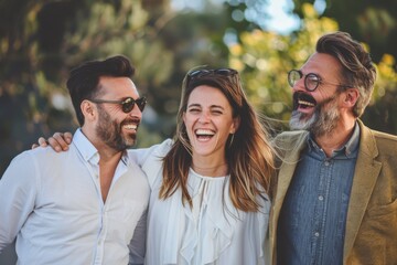 Portrait of a group of friends having fun in the park.