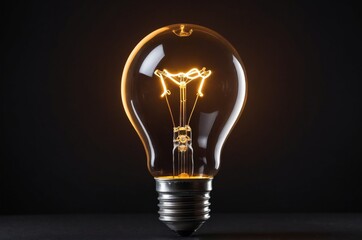 Wall Mural - brightly glowing light bulb against dark background