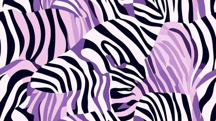 zebra print seamless patchwork pattern in purple lavender and white paint. fashion trendy background for fabric design wallpaper