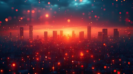 A web development concept illustrated against blurred city lights at night, depicting the dynamic and continuous evolution of the digital landscape.