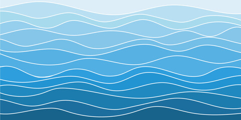 Poster - Blue water wave sea lines river flowing texture background banner vector illustration.