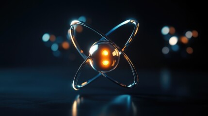 3d model of an atom with electrons orbiting the nucleus, symbolizing atomic structure and quantum ph