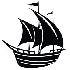 Wooden sailboat ship vector silhouette