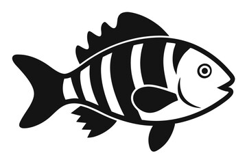 Solid color Sheepshead Fish animal vector design