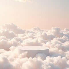 Wall Mural - a cloud podium in a dreamy sky, perfect for serene product displays.