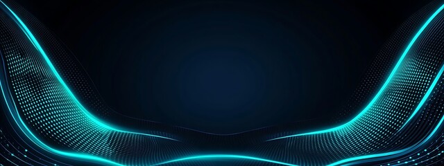 Abstract blue glowing wave with dark background.