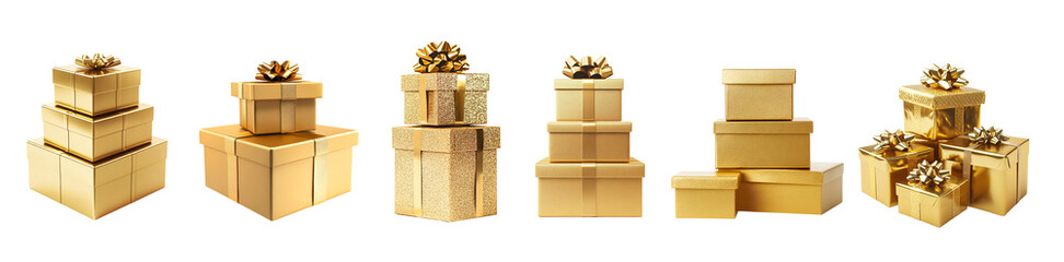 Wall Mural - Premium gold presents gift box for elegant decorations design.package for holiday festive celebration