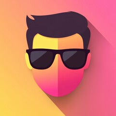 A stylized vector illustration of a man wearing sunglasses on a colorful background. Perfect for modern designs and branding. mobile application icons