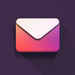 Colorful email icon with a sleek design, set against a deep purple background, ideal for digital communication themes and modern messaging applications. mobile application icons