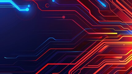 Wall Mural - a sleek digital display shines with vibrant blue and red lights, set against a dark backdrop, showca