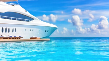 Dive into luxury with a closeup of a yachts gleaming pool, showcasing its stunning turquoise water and opulent features.