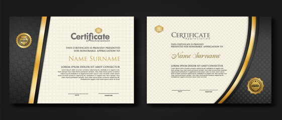 Wall Mural - Luxury certificate template with textured effect dan line gold shine on frame background. new Collections