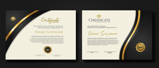 Wall Mural - Luxury certificate template with textured effect dan line gold shine on frame background. new Collections