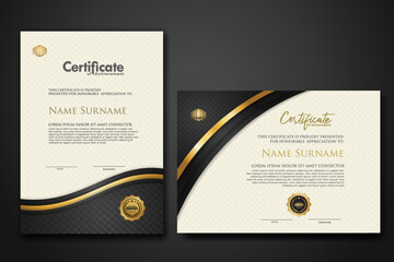 Wall Mural - Luxury certificate template with textured effect dan line gold shine on frame background. new Collections