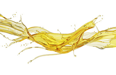 Wall Mural - golden Cosmetic oil or juice splash, Olive oil liquid include Clipping path 3d rendering.