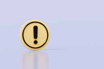 Wall Mural - 3d warning caution icon sign symbol isolated on purple background. error alert safety concept.3d min
