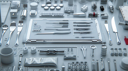 top view of medical supplies