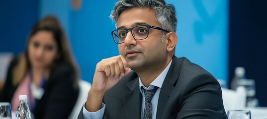 Thoughtful Businessman in a Meeting