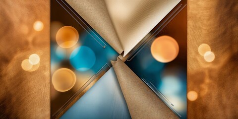 Wall Mural - Abstract background with brown, blue, and beige tones with bokeh lights.