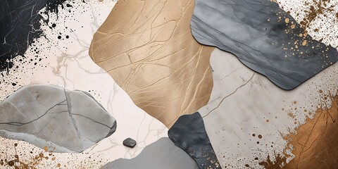 Wall Mural - Abstract background with grey, gold, and black textures.