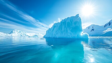 Majestic Iceberg in a Sun-Kissed Antarctic Landscape