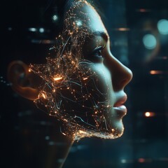 Robotics or ai artificial intelligence connecting interaction with human.Chat bot software network